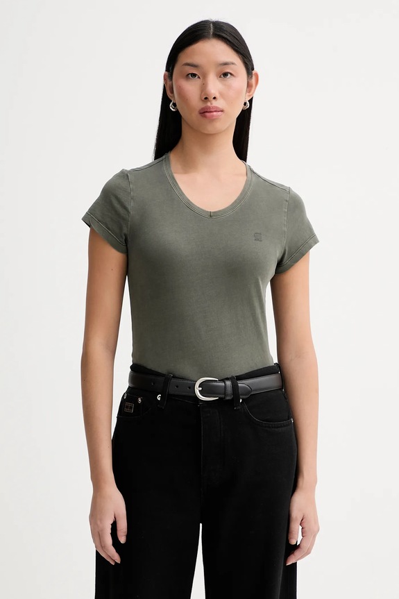 G-Star t-shirt bawełniany Overdyed eyben slim 2.0 bawełna zielony D24533.B059.B575