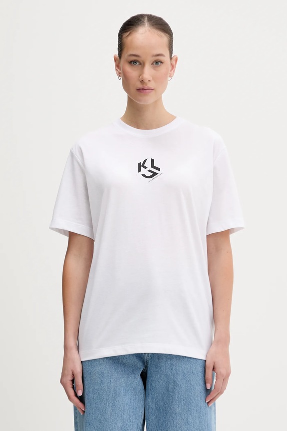 Karl Lagerfeld Jeans tričko dámske s bavlnou relaxed biela B1W17086