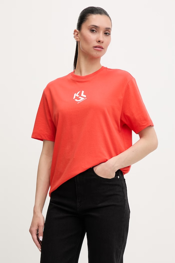 Karl Lagerfeld Jeans tričko dámske s bavlnou relaxed oranžová B1W17086
