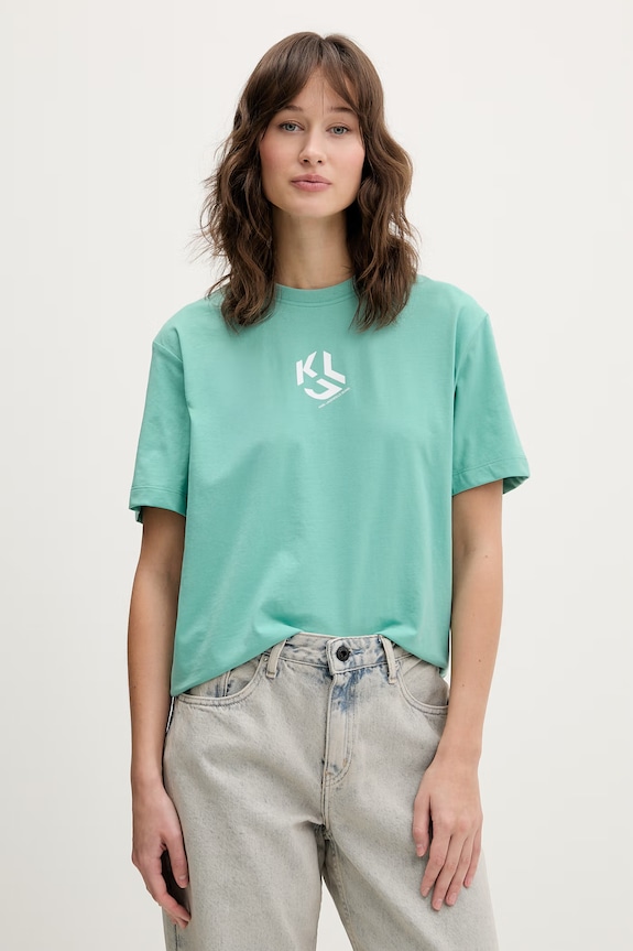 Karl Lagerfeld Jeans tričko dámske s bavlnou relaxed zelená B1W17086