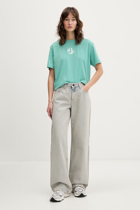 Karl Lagerfeld Jeans tričko dámske s bavlnou B1W17086 zelená AA00