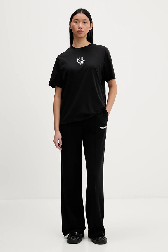 Karl Lagerfeld Jeans tričko dámske s bavlnou B1W17086 čierna AA00