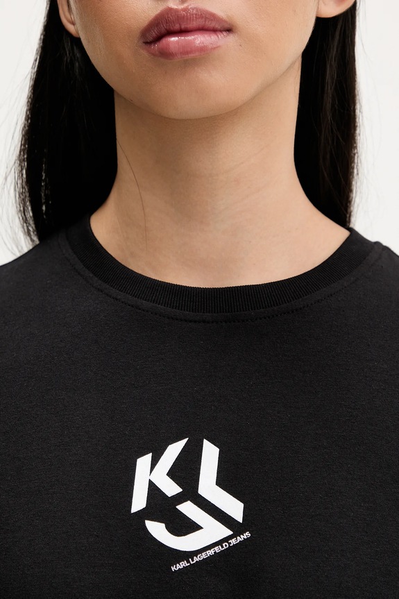Karl Lagerfeld Jeans tričko dámske s bavlnou B1W17086 čierna