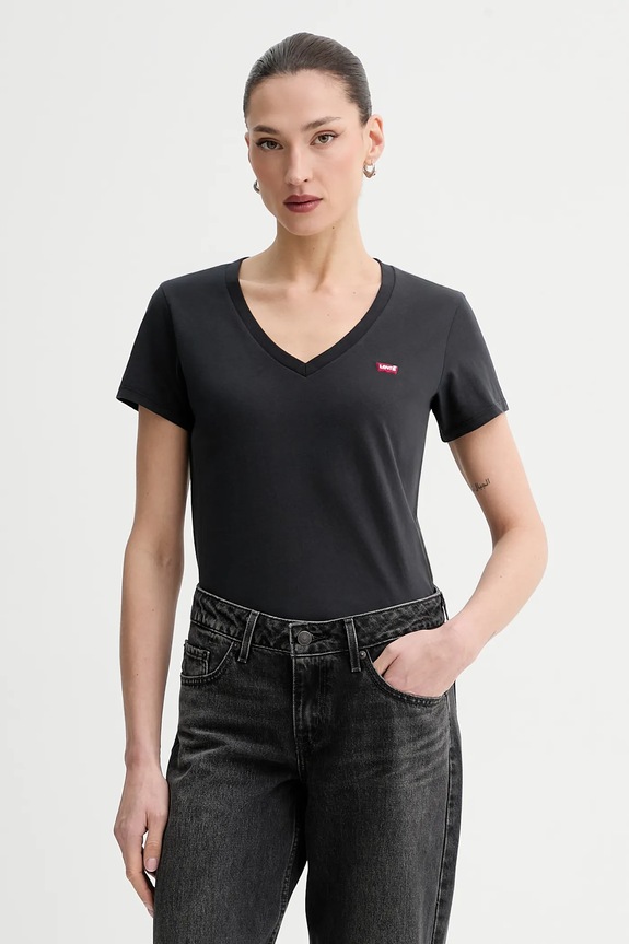 Levi's t-shirt bawełniany PERFECT VNECK 2-pack bawełna czarny 004AN