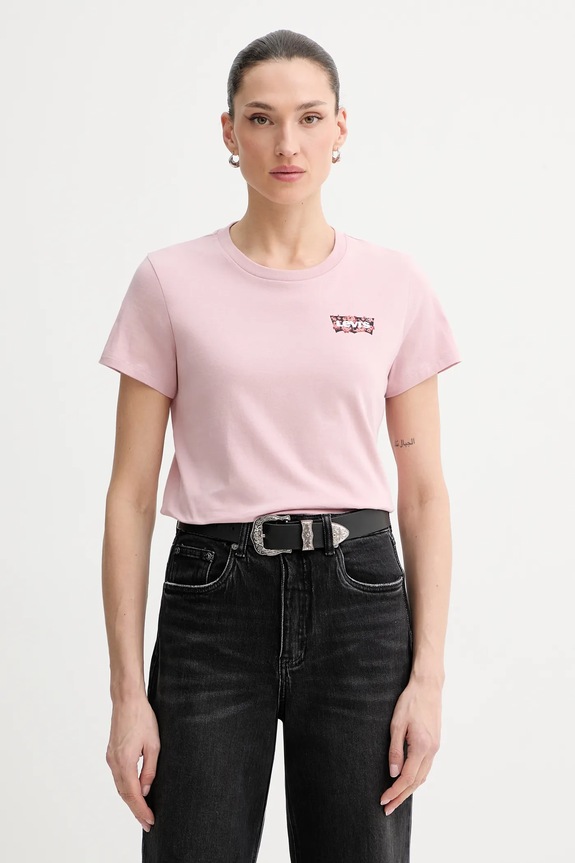Pamučna majica Levi's THE PERFECT TEE bez uzorka roza 17369.3188