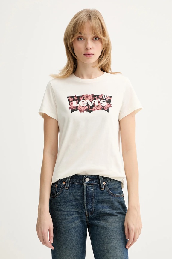 Bavlněné tričko Levi's THE PERFECT TEE potisk béžová 17369.3189