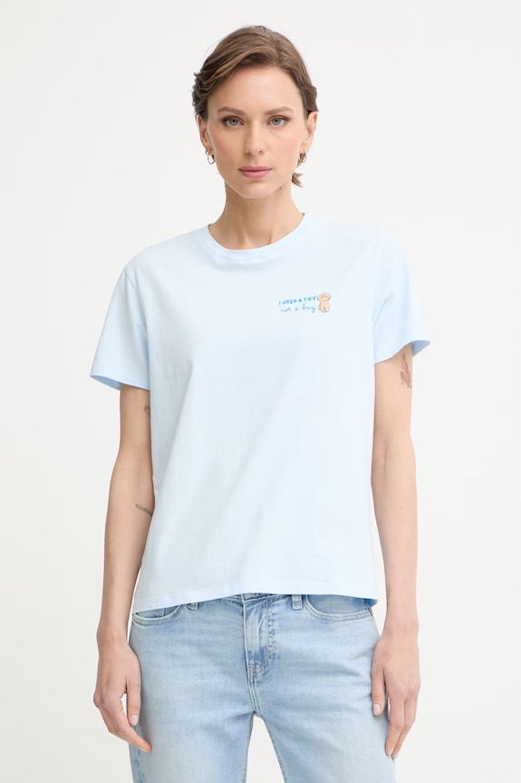 MC2 Saint Barth tricou pentru femei, din bumbac albastru EMI0001.