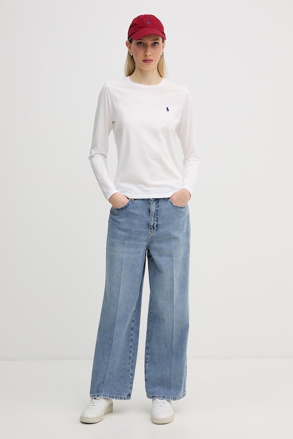 Polo Ralph Lauren tričko s dlhým rukávom dámske bavlnené 211B14604 biela AA00
