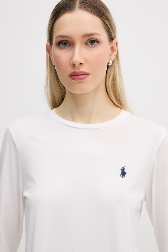 Polo Ralph Lauren tričko s dlhým rukávom dámske bavlnené biela 211B14604