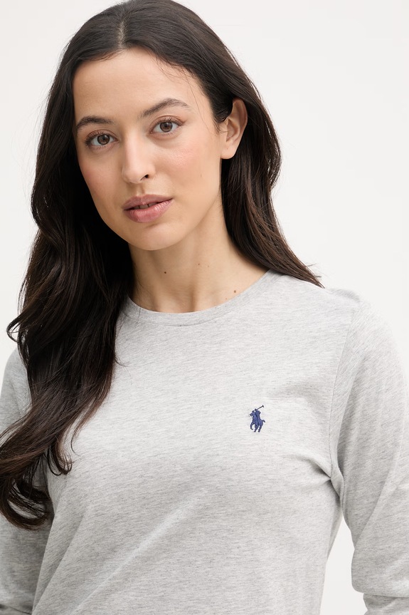 Polo Ralph Lauren longsleeve de damă din bumbac gri 211B14604