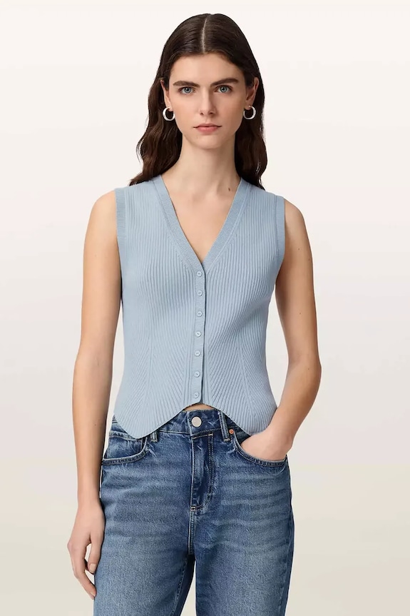 AllSaints top dámský z viskózy modrá W023KA