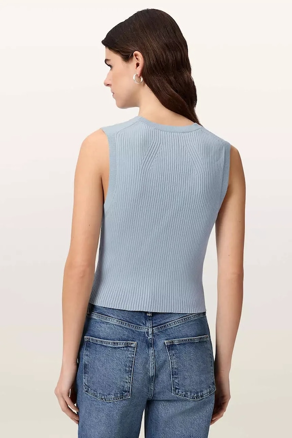 AllSaints top dámský z viskózy W023KA modrá AA00