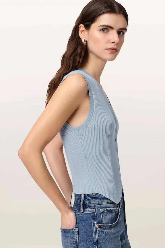 AllSaints top dámský z viskózy modrá W023KA