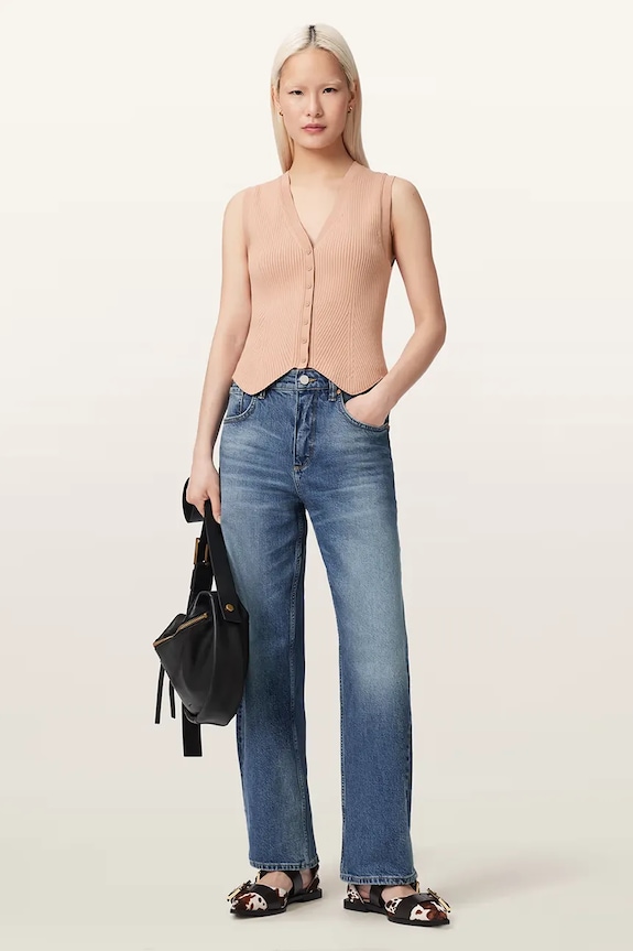 Oblečenie AllSaints top dámsky z viskózy W023KA oranžová