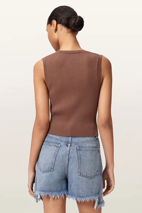 AllSaints top dámsky z viskózy W023KA hnedá AA00