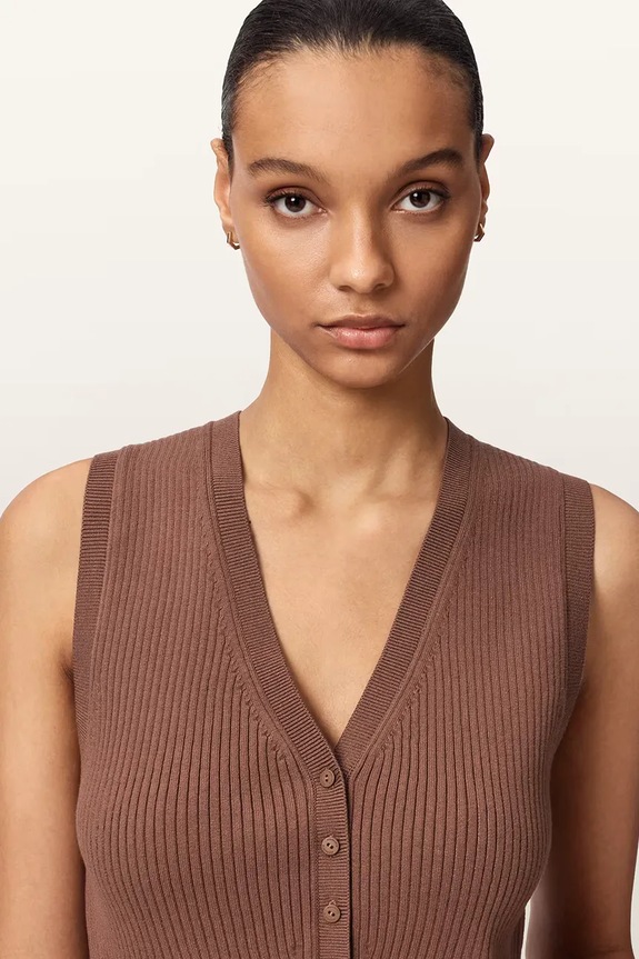AllSaints top dámsky z viskózy hnedá W023KA
