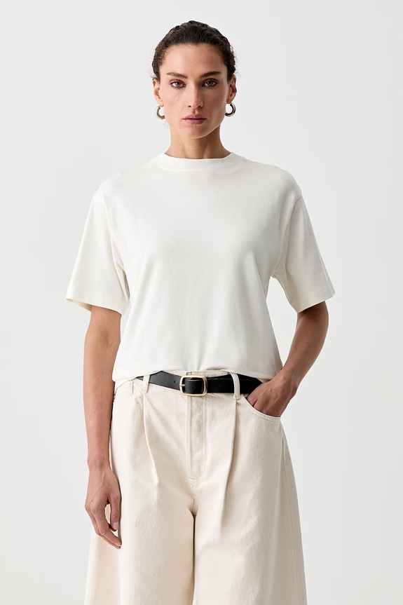 Marc O'Polo T-shirt damski z bawełną beżowy 5000013473