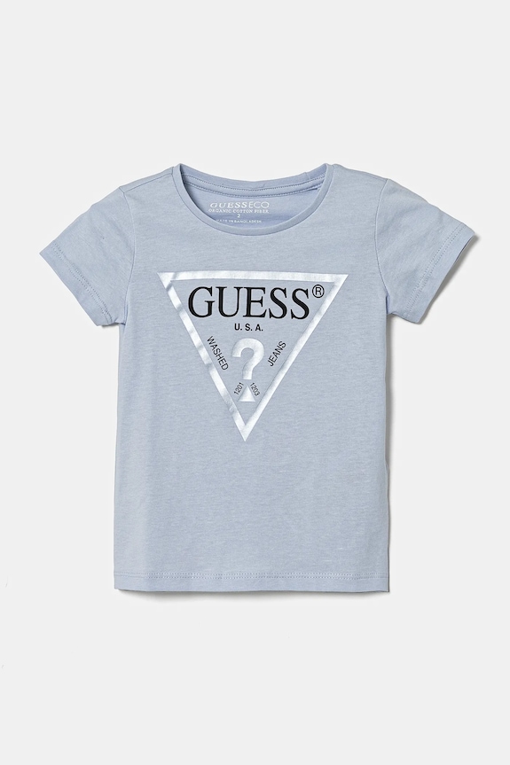Dětské bavlněné tričko Guess kulatý modrá K73I56.K8HM0.PPYA