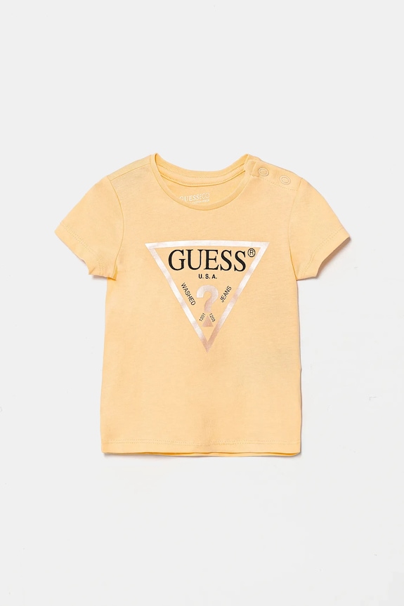 Παιδικό βαμβακερό μπλουζάκι Guess στάμπα πορτοκαλί K73I56.K8HM0.PPYA