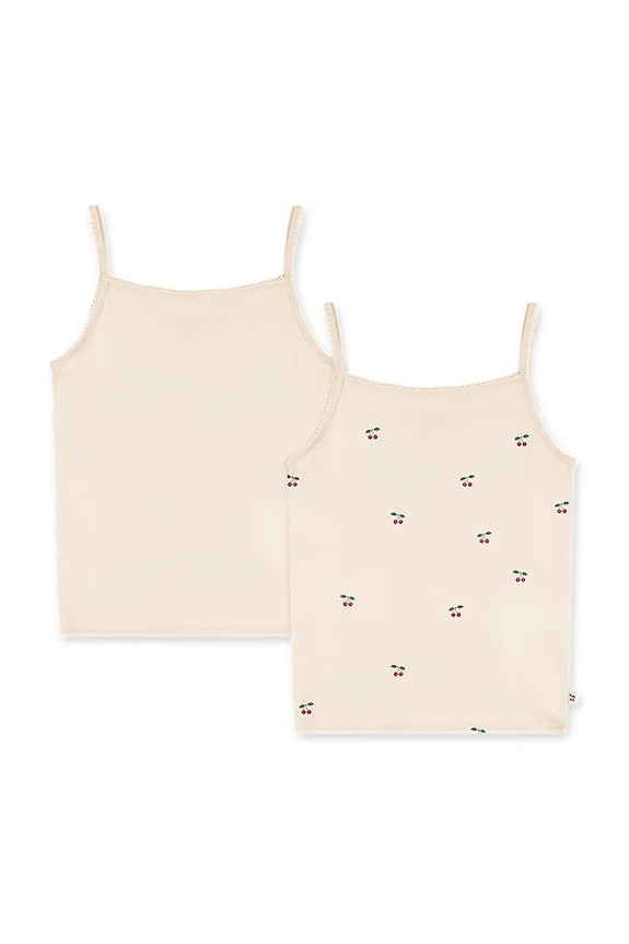 Konges Sløjd top detský s bavlnou BASIC 2 PACK STRAP TOPS GOTS 2-pak béžová KS105636.PPY2