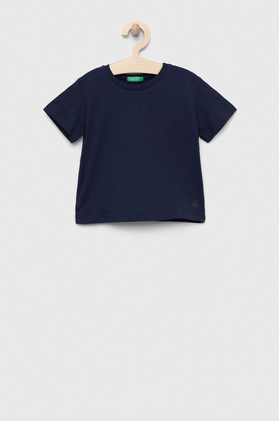 United Colors of Benetton tricou de bumbac pentru copii uni bleumarin 3I1XG106Z.P.NOS