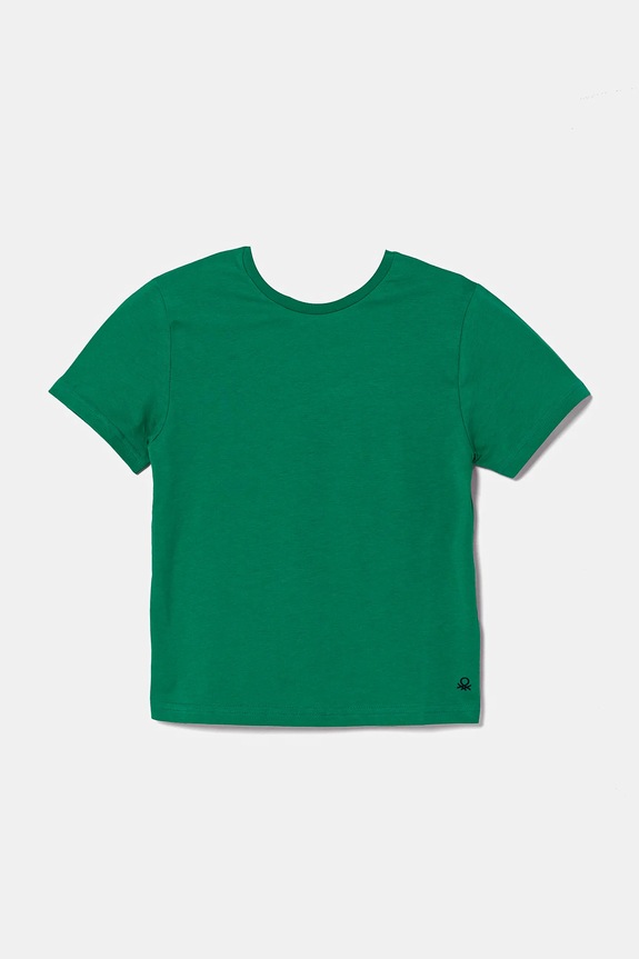 Otroška bombažna kratka majica United Colors of Benetton Okrogel zelena 3I1XG106Z.P.NOS