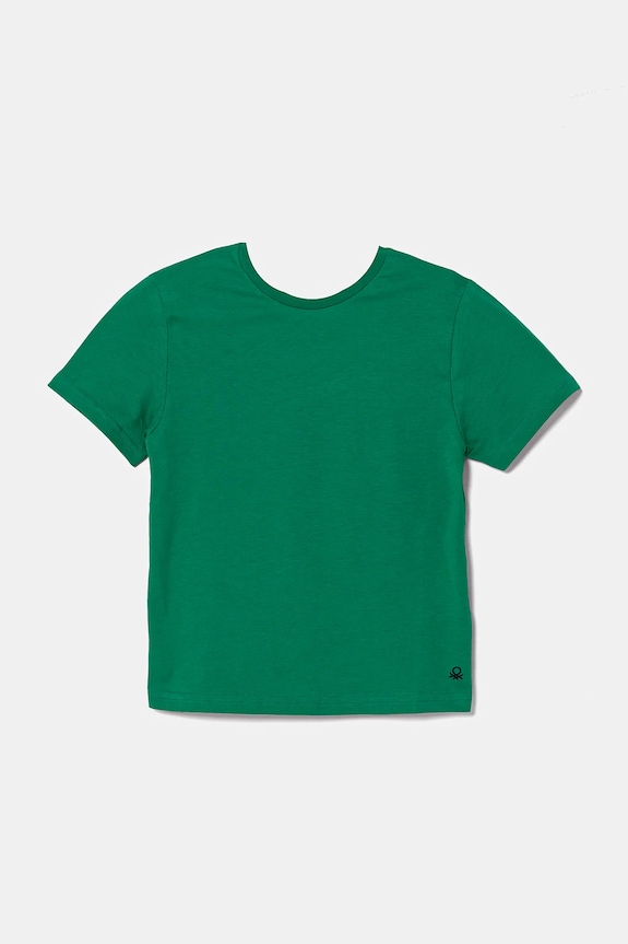 Otroška bombažna kratka majica United Colors of Benetton Okrogel zelena 3I1XG106Z.P.NOS
