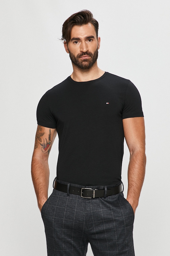 Tommy Hilfiger - Tričko jednofarebný čierna 867896625