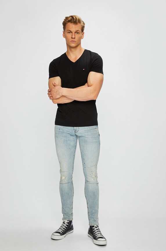 Tommy Hilfiger - Tricou MW0MW02045 negru AA00