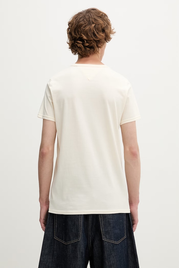 Oblečenie Tommy Jeans tričko pánske bavlnené DM0DM04411 béžová