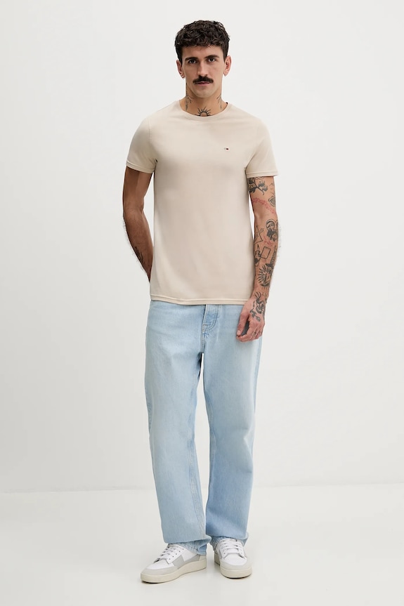 Tommy Jeans t-shirt férfi pamut DM0DM04411 bézs AA00