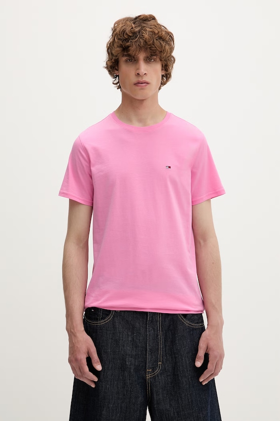 Tommy Jeans T-shirt męski bawełniany różowy DM0DM04411