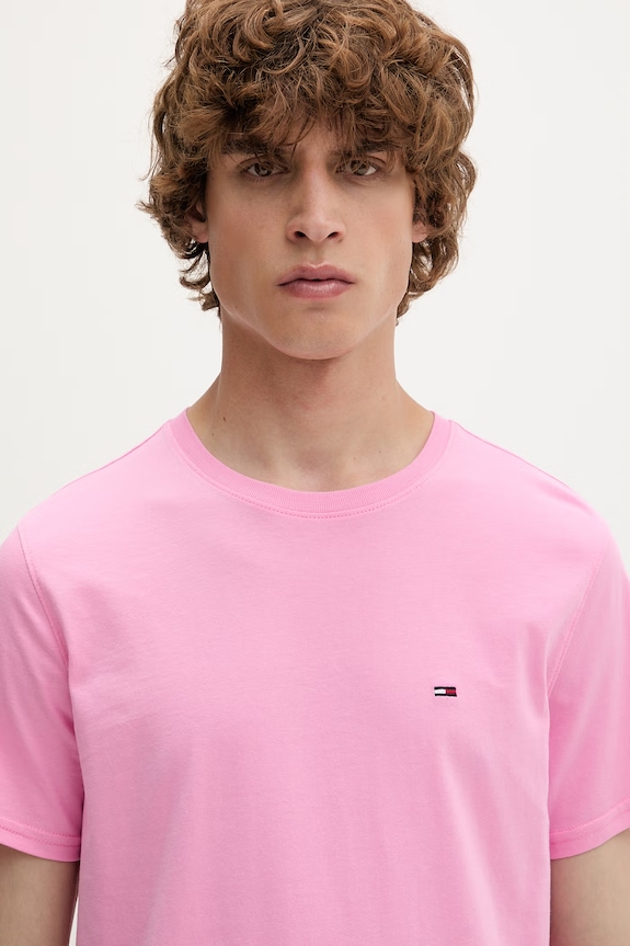 Tommy Jeans tričko pánske bavlnené ružová DM0DM04411