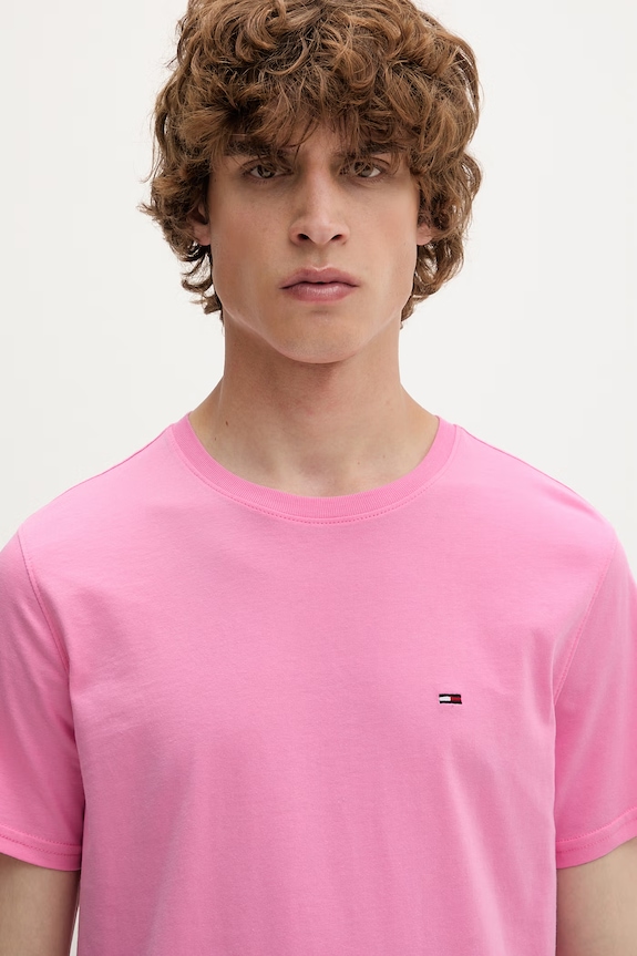 Tommy Jeans T-shirt męski bawełniany różowy DM0DM04411