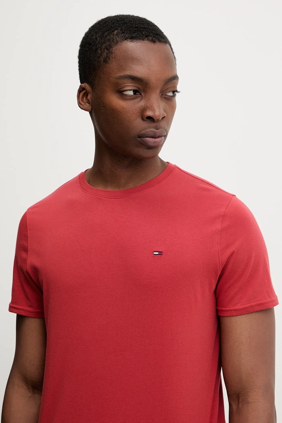 Tommy Jeans tričko pánske bavlnené červená DM0DM04411
