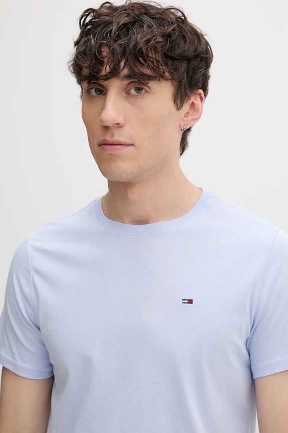 Tommy Jeans T-shirt męski bawełniany niebieski DM0DM04411