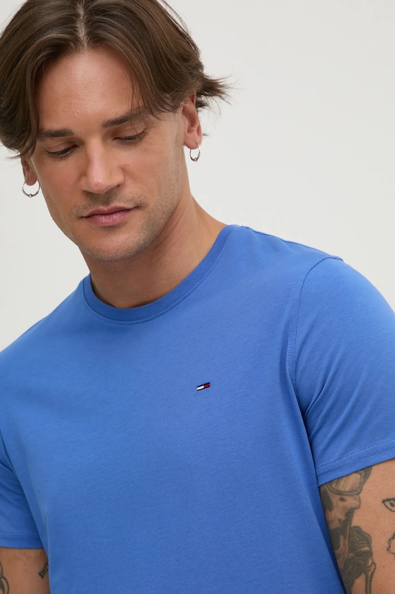 Tommy Jeans t-shirt męski bawełniany fioletowy DM0DM04411