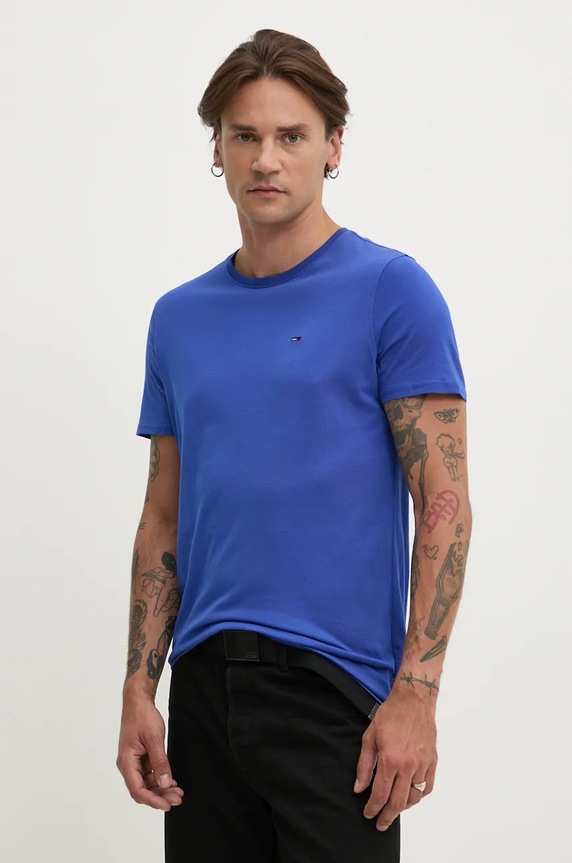 Tommy Jeans t-shirt ανδρικό βαμβακερό μπλε DM0DM04411