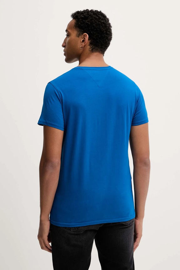 Ρούχα Tommy Jeans T-shirt ανδρικό βαμβακερό DM0DM04411 σκούρο μπλε