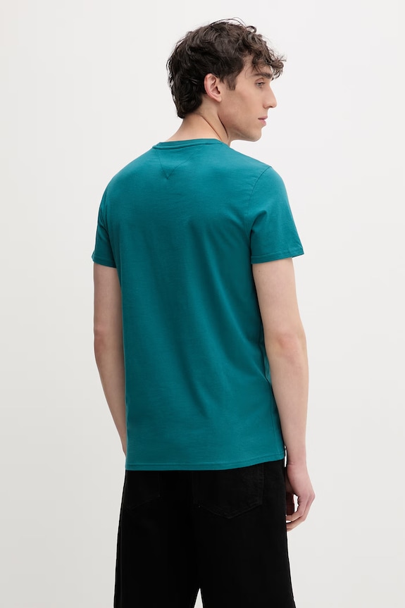 Ρούχα Tommy Jeans T-shirt ανδρικό βαμβακερό DM0DM04411 τιρκουάζ