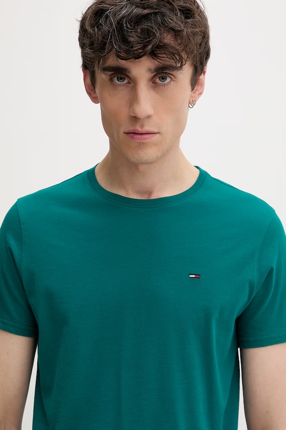 Tommy Jeans moška kratka majica bombažna turkizna DM0DM04411