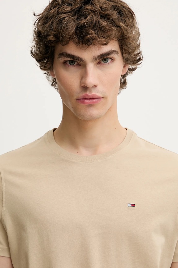 Îmbrăcăminte Tommy Jeans tricou bărbătesc din bumbac DM0DM04411 bej