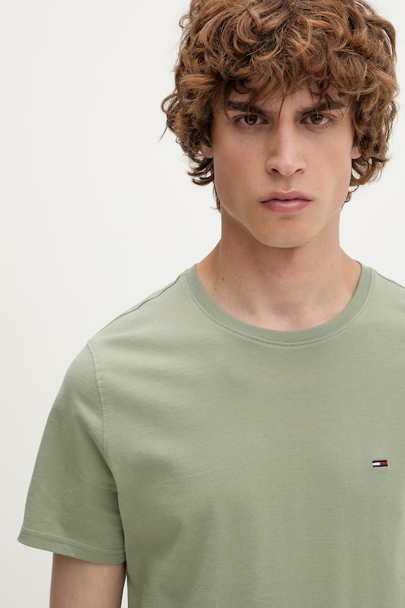 Tommy Jeans tričko pánske bavlnené zelená DM0DM04411