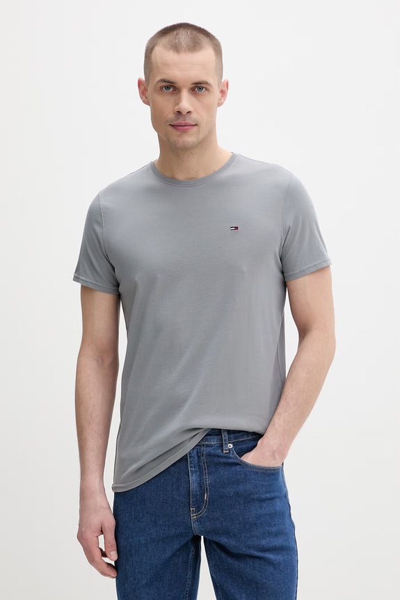 Tommy Jeans tricou bărbătesc de bumbac gri DM0DM04411