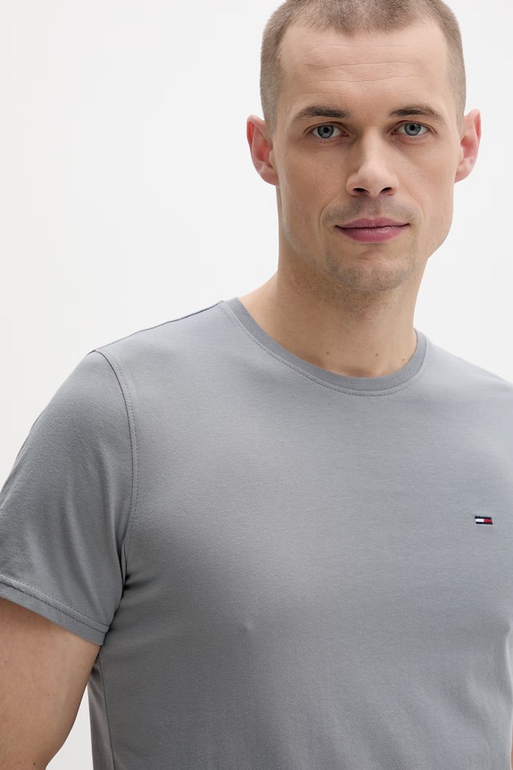 Tommy Jeans tricou bărbătesc de bumbac gri DM0DM04411