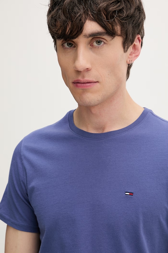 Tommy Jeans T-shirt męski bawełniany niebieski DM0DM04411