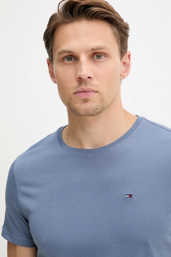 Ρούχα Tommy Jeans T-shirt ανδρικό βαμβακερό DM0DM04411 μπλε