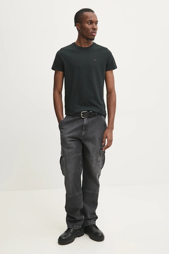 Tommy Jeans t-shirt ανδρικό βαμβακερό DM0DM04411 μαύρο AA00