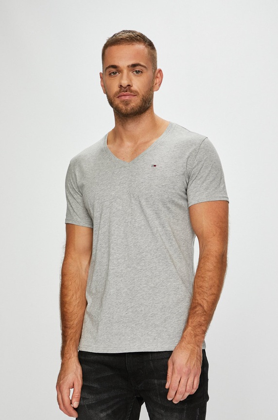 Tommy Jeans - Majica bez uzorka siva DM0DM04410
