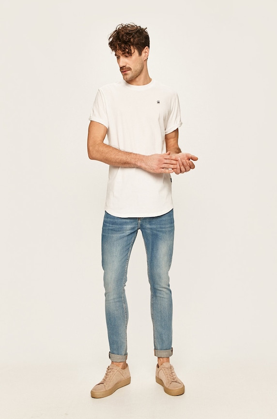 G-Star t-shirt bawełniany Lash D16396.B353 biały AA00